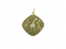 9K Brushed Gold Artisan African Themed Giraffe and Hunter Scene Pendant Charm — Jewelry & Watches:Ethnic, Regional & Tribal:A