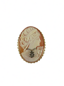 Vintage 14K Gold Shell Cameo Brooch Pendant with Diamond Accent — Jewelry & Watches:Vintage & Antique Jewelry:Fine:Retro, Vin