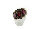 Mid-Century 14K Gold 3-Stone Garnet Cluster Ring Natural Ovals Size 5 4.6g — Jewelry & Watches:Vintage & Antique Jewelry:Fine