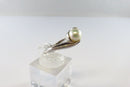 10K White Gold Cultured Pearl Modernist Bypass Ring Size 6.25 SA Mark