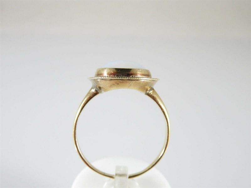 Victorian 14K Yellow Gold Opalescent Glass Cabochon Ring Size 8.5