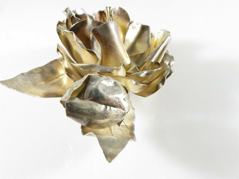 Vintage Taxco Mexico .999 Silver Flower Brooch Made of Silver Sheets 4" x 2 1/4" product image for Just Stuff I Sell, clear front view, neutral background, original listing photo, optimized descriptive alt text, centered composition variant 7