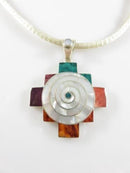 Sterling Silver Mesh Slide Necklace Southwestern Hardstone Geometric Pendant product image for Just Stuff I Sell, clear front view, neutral background, original listing photo, optimized descriptive alt text, centered composition variant 2