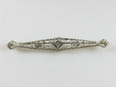 Art Deco White Gold Diamond Filigree Bar Brooch 14K – Antique Pin