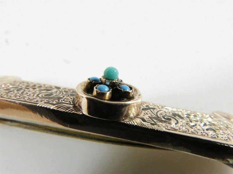 10K Gold Victorian Hat Bar Pin Turquoise and Black Enameled Pin product image for Just Stuff I Sell, clear front view, neutral background, original listing photo, optimized descriptive alt text, centered composition variant 12
