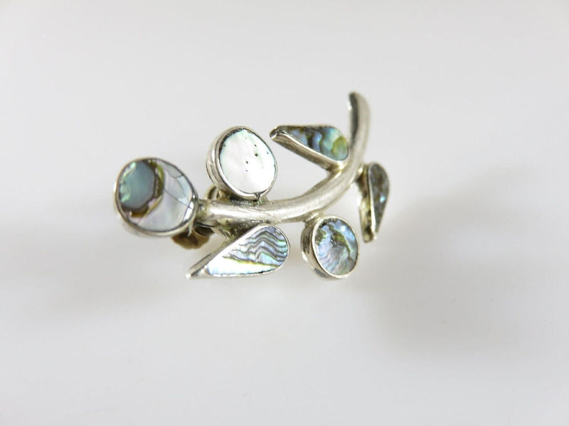 Vintage Unmatched Figural Flower Leaf Stem Abalone & Sterling Single Silver Earring product image for Just Stuff I Sell, clear front view, neutral background, original listing photo, optimized descriptive alt text, centered composition variant 2