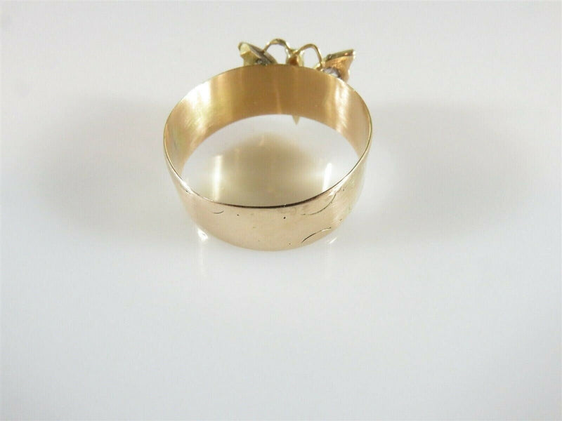 Outstanding Antique 14K Gold Diamond Figural Butterfly Ring Cigar Band Rose OMC product image for Just Stuff I Sell, clear front view, neutral background, original listing photo, optimized descriptive alt text, centered composition variant 7