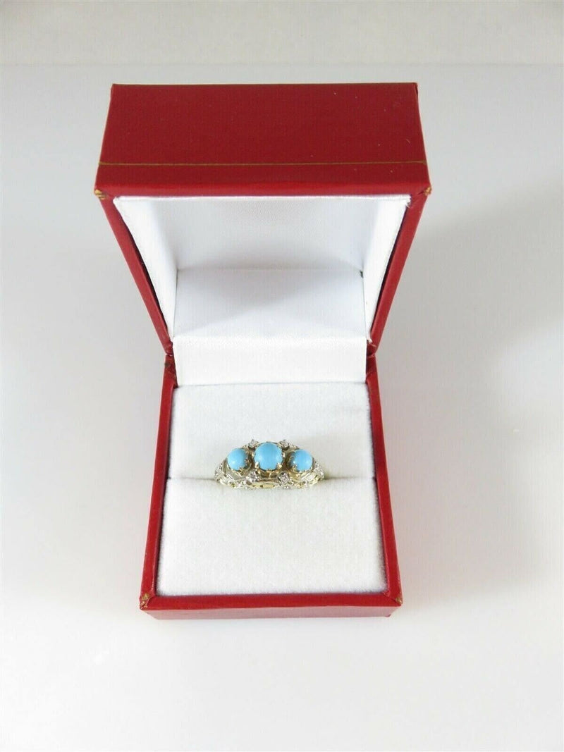 Antique 14K Yellow White Filigree Turquoise Diamond Art Nouveau Ring Size 4.75 product image for Just Stuff I Sell, clear front view, neutral background, original listing photo, optimized descriptive alt text, centered composition variant 6