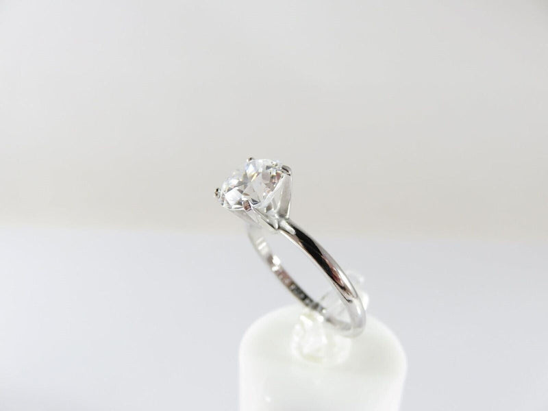 Vintage Designer Solitaire Ring Sterling 8mm Cubic Zirconia Size 7.75 by SETA product image for Just Stuff I Sell, clear front view, neutral background, original listing photo, optimized descriptive alt text, centered composition variant 5