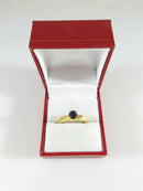 20K Gold .75 Carat Round Cut Natural Blue Sapphire Solitaire Ring Size 9.75