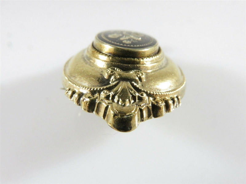 Victorian Gold Filled Floral Taille d'épargne Brooch with Dangle