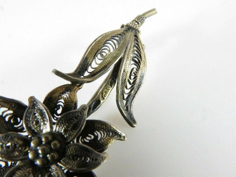 Lovely Delicate Filigree Floral Pin 900 Silver Hallmarked product image for Just Stuff I Sell, clear front view, neutral background, original listing photo, optimized descriptive alt text, centered composition variant 4