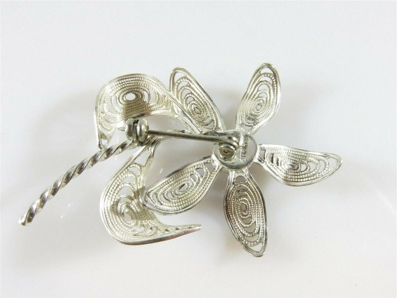 Lovely Sterling Silver Wire Filigree Twisted Wire Brooch Faceted Hematite Stone product image for Just Stuff I Sell, clear front view, neutral background, original listing photo, optimized descriptive alt text, centered composition variant 7