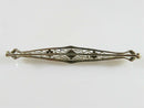 Art Deco White Gold Diamond Filigree Bar Brooch 14K – Antique Pin