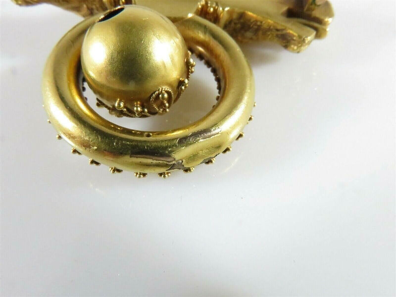 Victorian Double Griffin Brooch Ruby Eyes Archaeological Revival Style Gold