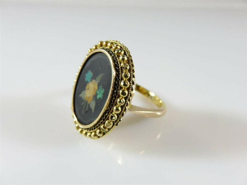 Rare Antique Pietra Dura Ring 18K Top 9K Shank Yellow Gold Ring 7.5 product image for Just Stuff I Sell, clear front view, neutral background, original listing photo, optimized descriptive alt text, centered composition variant 6