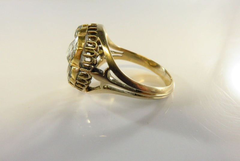 Victorian Round Rose Cut Diamond Cluster Statement Ring Unisex Size 10