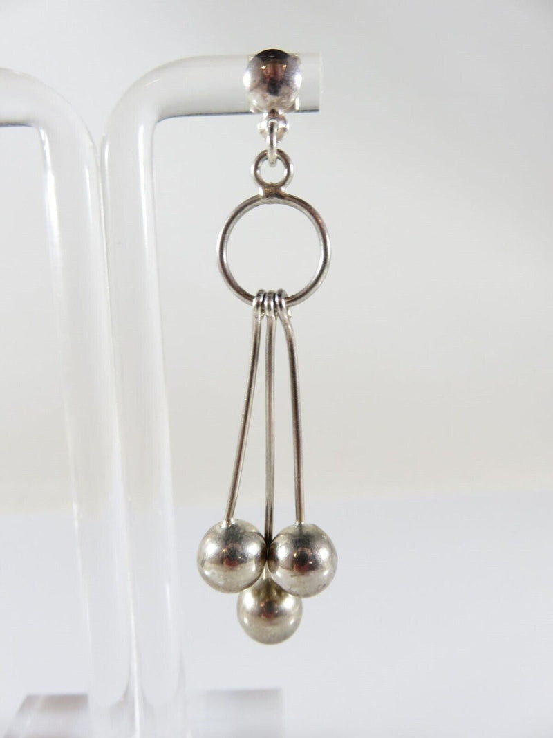 Artisan Modernist Ball & Rod Dangling Earring Set Hand Worked Sterling Silver P product image for Just Stuff I Sell, clear front view, neutral background, original listing photo, optimized descriptive alt text, centered composition variant 5
