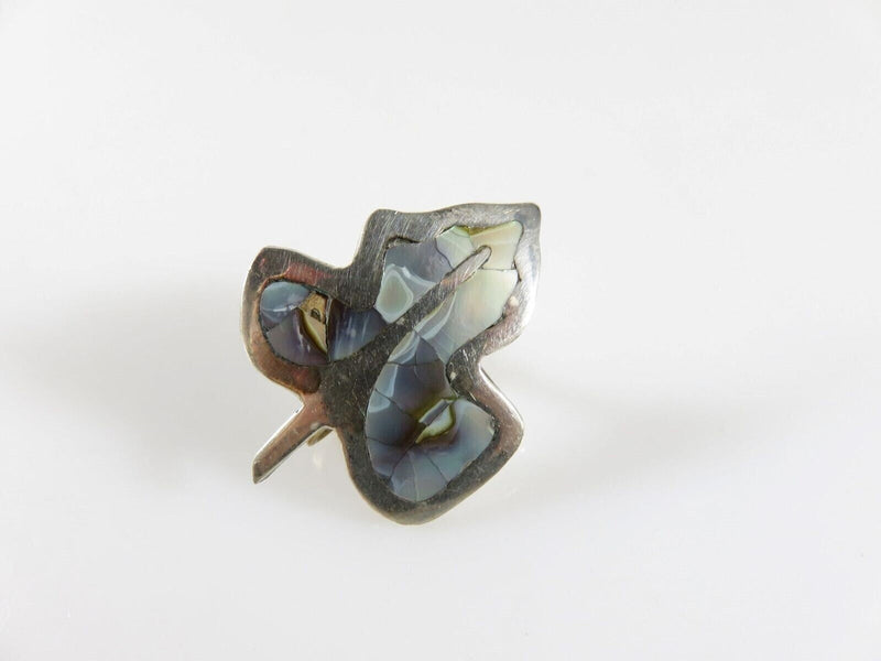 Vintage Unmatched Small Abalone Inlaid Maple Leaf sterling Taxco Single Silver Earring product image for Just Stuff I Sell, clear front view, neutral background, original listing photo, optimized descriptive alt text, centered composition
