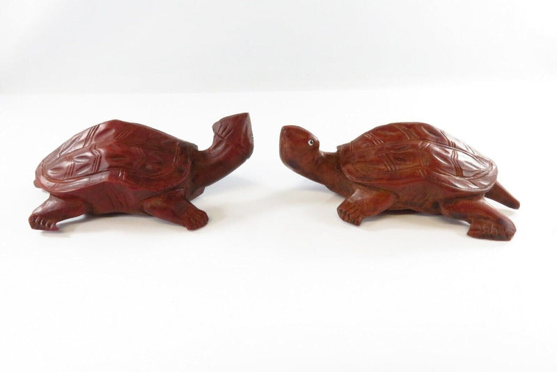Pair of Asian Style Carved Wood Turtle Figures 4 1/4" Long product image for Just Stuff I Sell, clear front view, neutral background, original listing photo, optimized descriptive alt text, centered composition