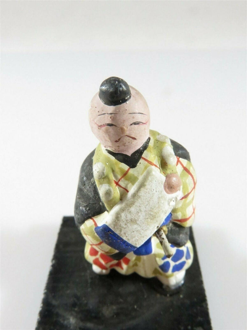Miniature Hand Painted Asian Samurai Fighting Figure 1 5/8" Signed product image for Just Stuff I Sell, clear front view, neutral background, original listing photo, optimized descriptive alt text, centered composition variant 2