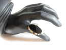 10K Gold Victorian Revival Onyx Plaque Ring Bold Flower Statement Size 6.5
