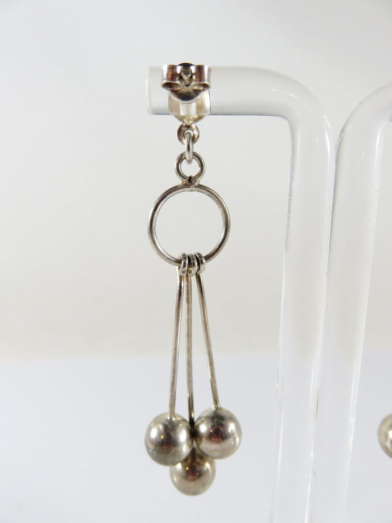 Artisan Modernist Ball & Rod Dangling Earring Set Hand Worked Sterling Silver P product image for Just Stuff I Sell, clear front view, neutral background, original listing photo, optimized descriptive alt text, centered composition variant 8