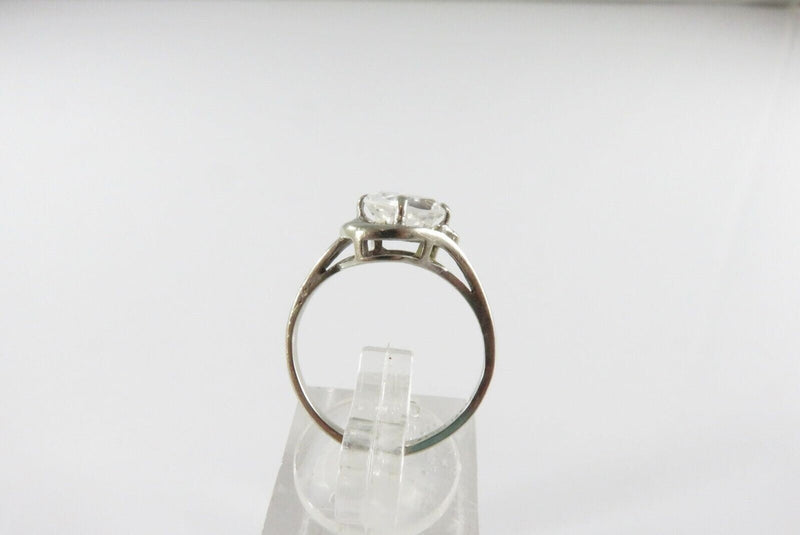 Vintage 10K White Gold Lab Created Quartz Bypass Ring Size 5.5 S-F Inc