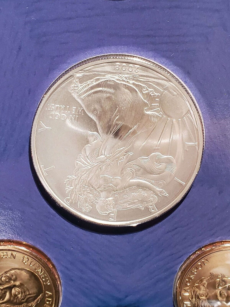 2008 W US Mint Annual Uncirculated Dollar Set W/ Burnished Silver Eagle product image for Just Stuff I Sell, clear front view, neutral background, original listing photo, optimized descriptive alt text, centered composition variant 3