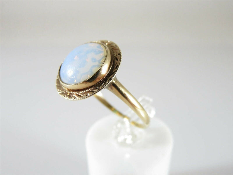 Rare Victorian 14K Rose Gold Blue Orange Opalescent Glass Ring Size 8.75 product image for Just Stuff I Sell, clear front view, neutral background, original listing photo, optimized descriptive alt text, centered composition variant 4