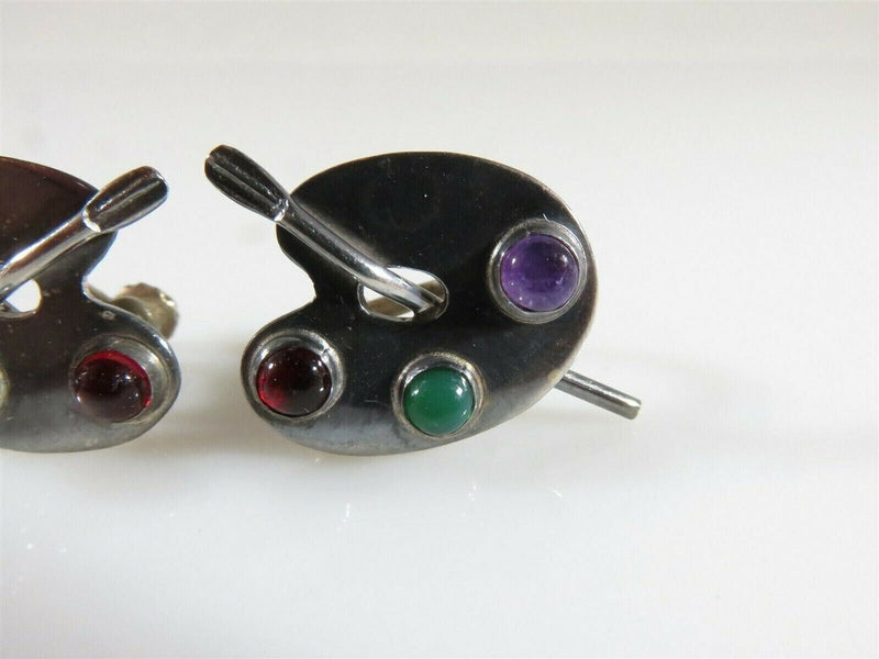 Amethyst & Glass Artist Palette Board Earrings by Artisan Shop Maricela 925 product image for Just Stuff I Sell, clear front view, neutral background, original listing photo, optimized descriptive alt text, centered composition variant 3