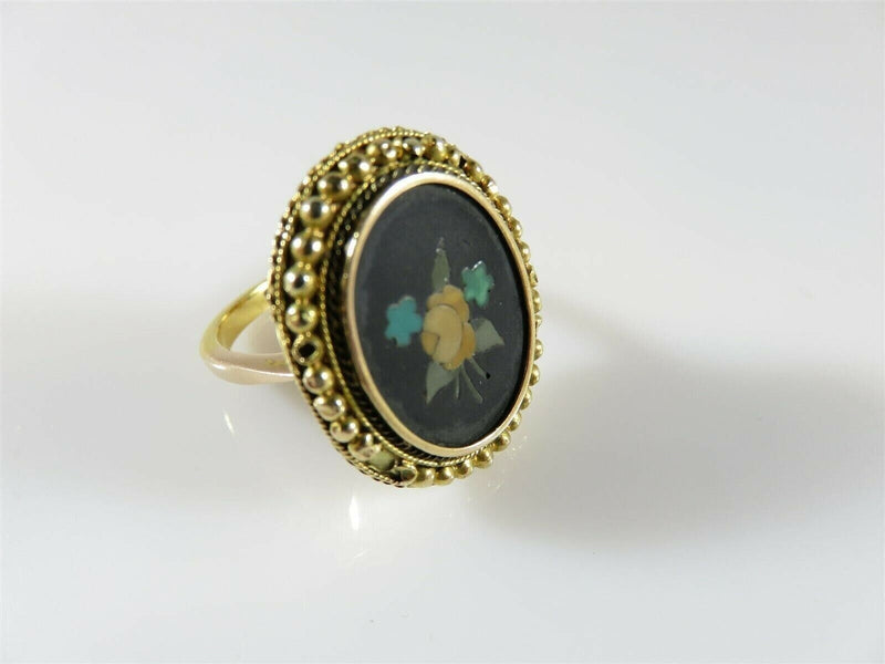 Rare Antique Pietra Dura Ring 18K Top 9K Shank Yellow Gold Ring 7.5 product image for Just Stuff I Sell, clear front view, neutral background, original listing photo, optimized descriptive alt text, centered composition variant 5