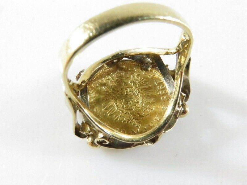 14K Gold Coin Ring OOAK Prussia Friedrich III 1888 O 10 Mark Gold Coin Ring