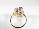 Vintage 14K Gold FL Amethyst Diamond Cluster Ring 7-Stone Split Shank Sz 6.75
