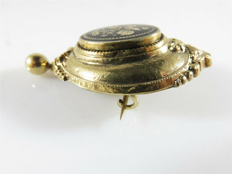 Victorian Gold Filled Floral Taille d'épargne Brooch with Dangle product image for Just Stuff I Sell, clear front view, neutral background, original listing photo, optimized descriptive alt text, centered composition variant 5