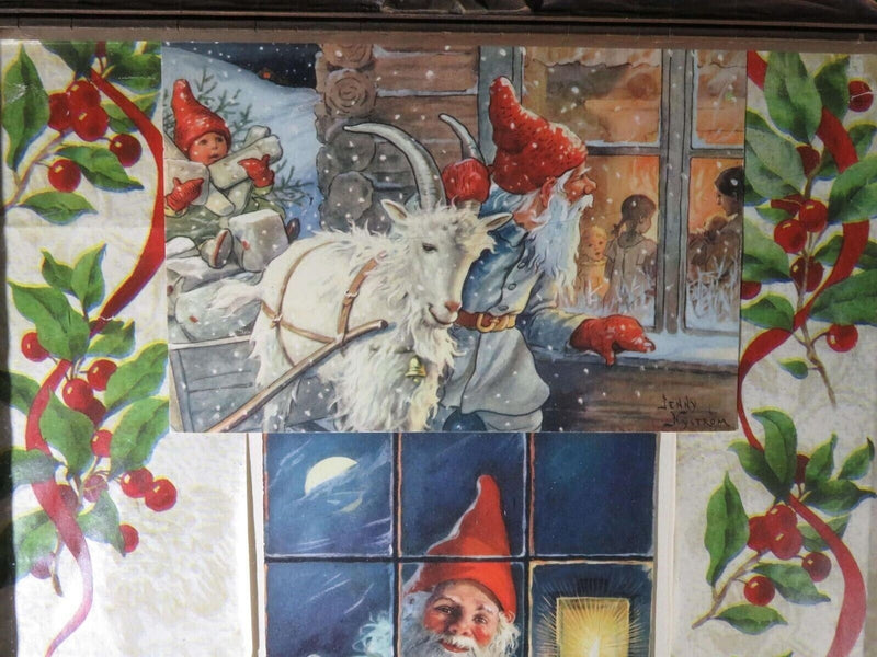 Antique 15.75 x 11.75 Framed Collage of 3 Jenny Nystrom Christmas Postcards Wrap product image for Just Stuff I Sell, clear front view, neutral background, original listing photo, optimized descriptive alt text, centered composition variant 2