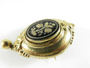 Victorian Gold Filled Floral Taille d'épargne Brooch with Dangle