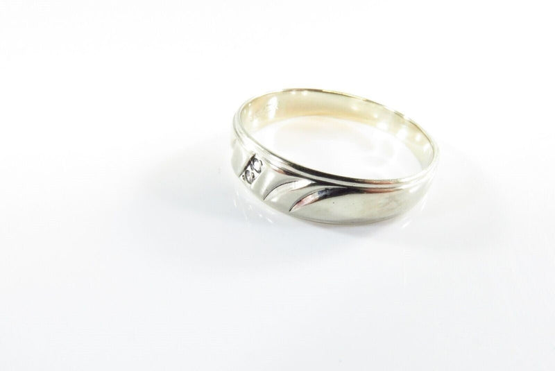 14K White Gold Diamond Chip Wedding Band Size 9.75 by NBK .02 CTW 3 Grams!