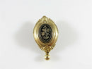 Victorian Gold Filled Floral Taille d'épargne Brooch with Dangle