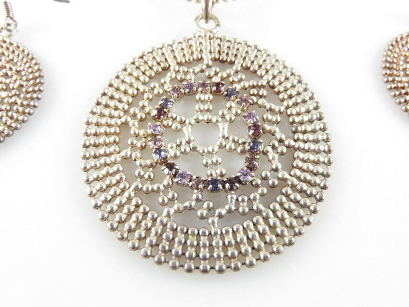 Designer Quality Sterling Silver Ball Necklace & Ball Mesh Pendant and Earring S product image for Just Stuff I Sell, clear front view, neutral background, original listing photo, optimized descriptive alt text, centered composition variant 4