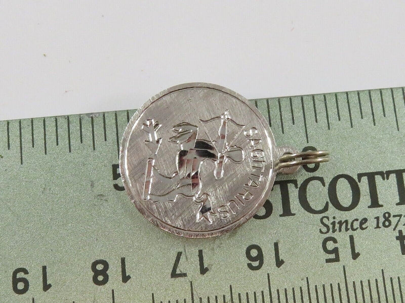 Vintage Sagittarius Brushed & Cut Sterling Silver Coin Charm product image for Just Stuff I Sell, clear front view, neutral background, original listing photo, optimized descriptive alt text, centered composition variant 3
