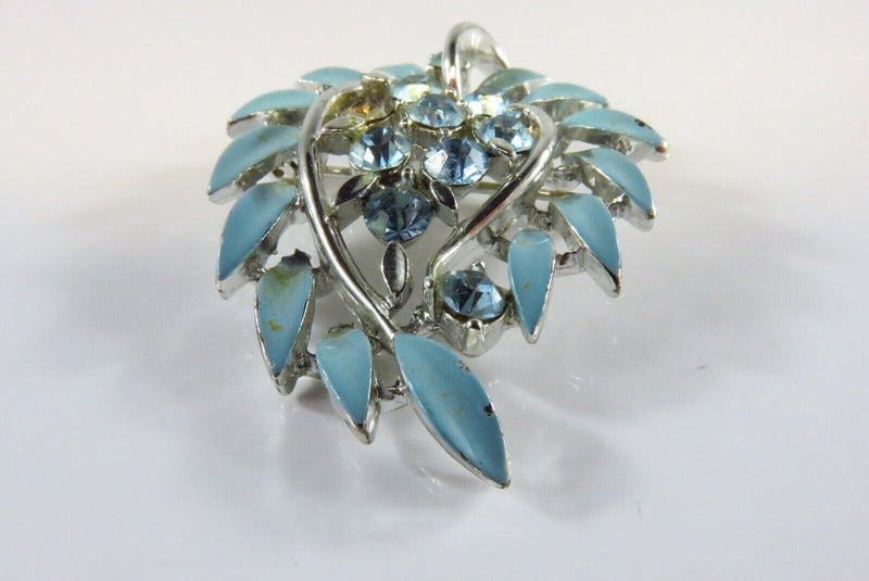 Lisner Blue Paste Blue Enamel White Metal Brooch for Restoration product image for Just Stuff I Sell, clear front view, neutral background, original listing photo, optimized descriptive alt text, centered composition variant 3