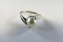 10K White Gold Cultured Pearl Modernist Bypass Ring Size 6.25 SA Mark