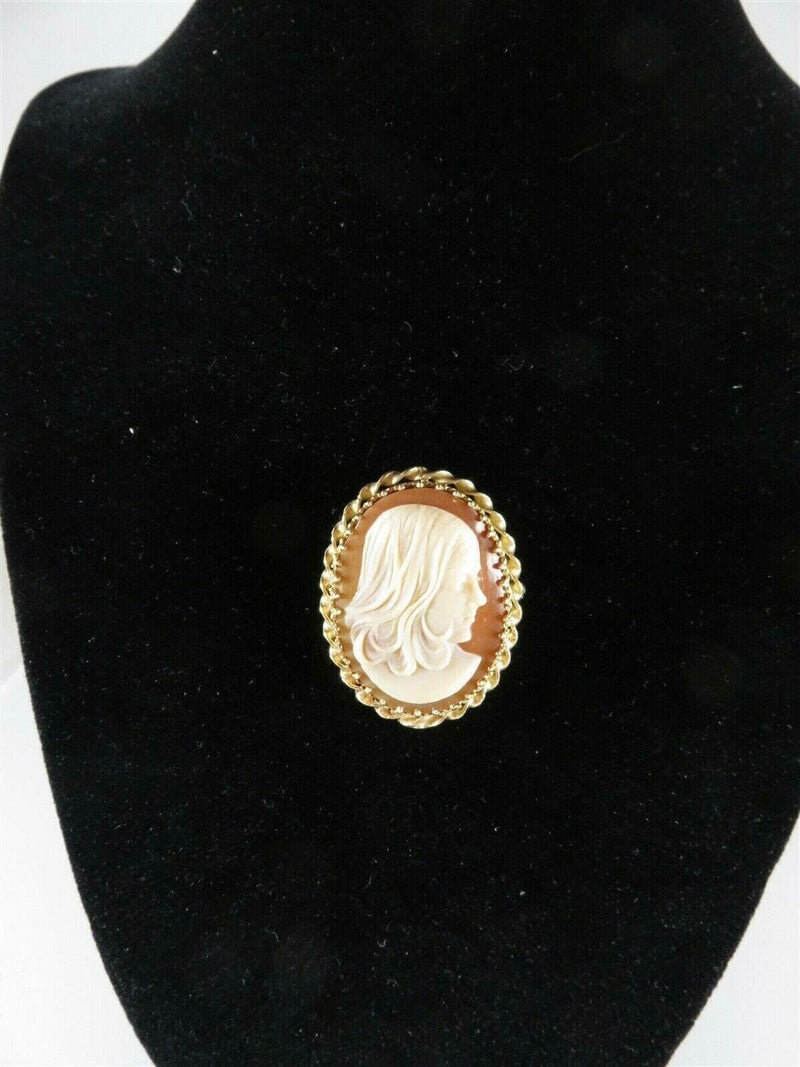 14K Gold Right Facing Portrait Cameo Mid Century Profile 1 7/16" x 1 1/16 7.3 GR product image for Just Stuff I Sell, clear front view, neutral background, original listing photo, optimized descriptive alt text, centered composition variant 11
