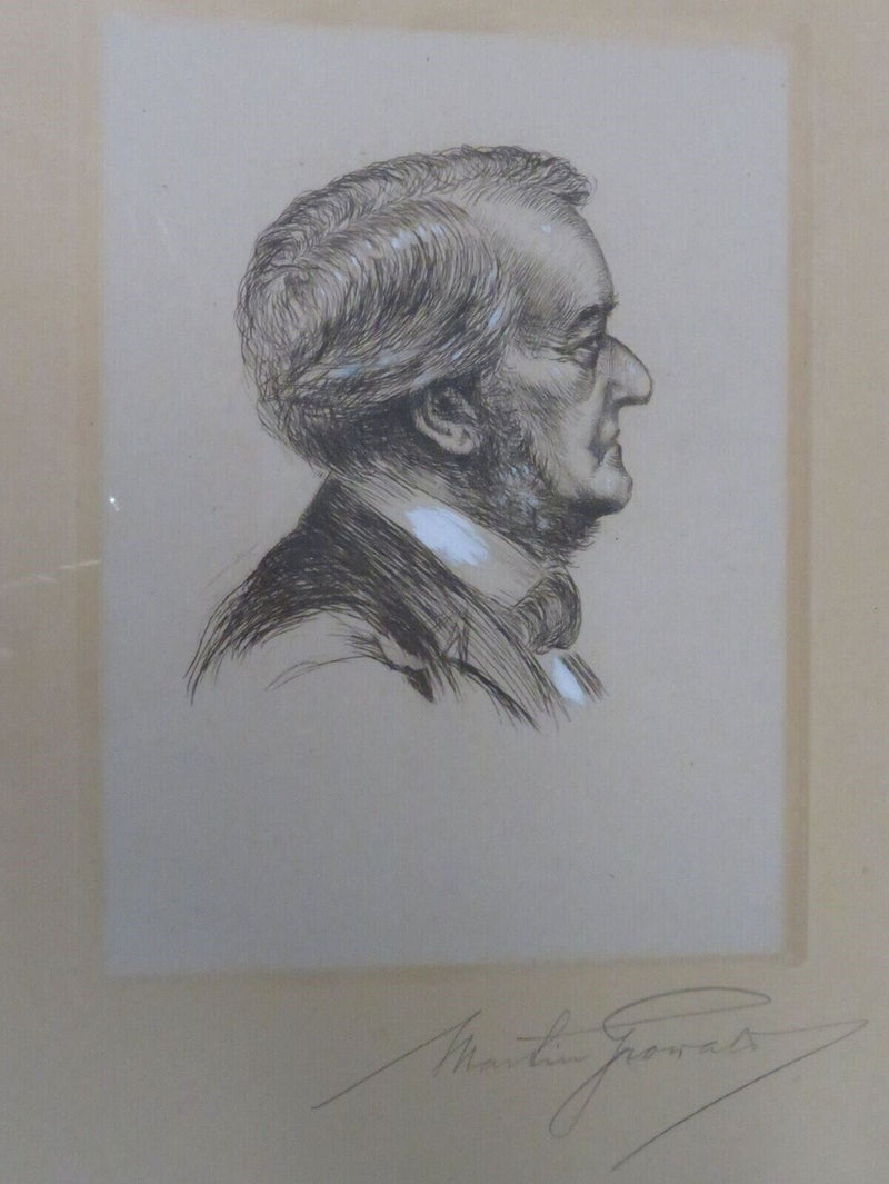 Old Man in Profile Lithograph in Watercolor by Martin Growald c1900 product image for Just Stuff I Sell, clear front view, neutral background, original listing photo, optimized descriptive alt text, centered composition