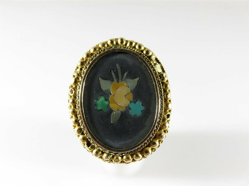 Rare Antique Pietra Dura Ring 18K Top 9K Shank Yellow Gold Ring 7.5 product image for Just Stuff I Sell, clear front view, neutral background, original listing photo, optimized descriptive alt text, centered composition