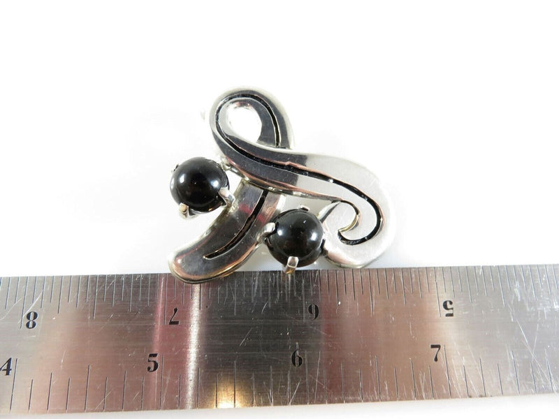 Fetching Modernist Swirling Silver & Onyx Brooch Pendant Taxco TC Conjoined Old product image for Just Stuff I Sell, clear front view, neutral background, original listing photo, optimized descriptive alt text, centered composition variant 9