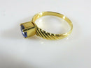 20K Gold .75 Carat Round Cut Natural Blue Sapphire Solitaire Ring Size 9.75