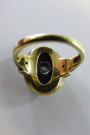 Art Deco 14K Gold Onyx Plaque Ring w/ Diamonds Onyx Size 4