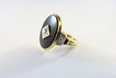 Art Deco 14K Gold Onyx Plaque Ring w/ Diamonds Onyx Size 4